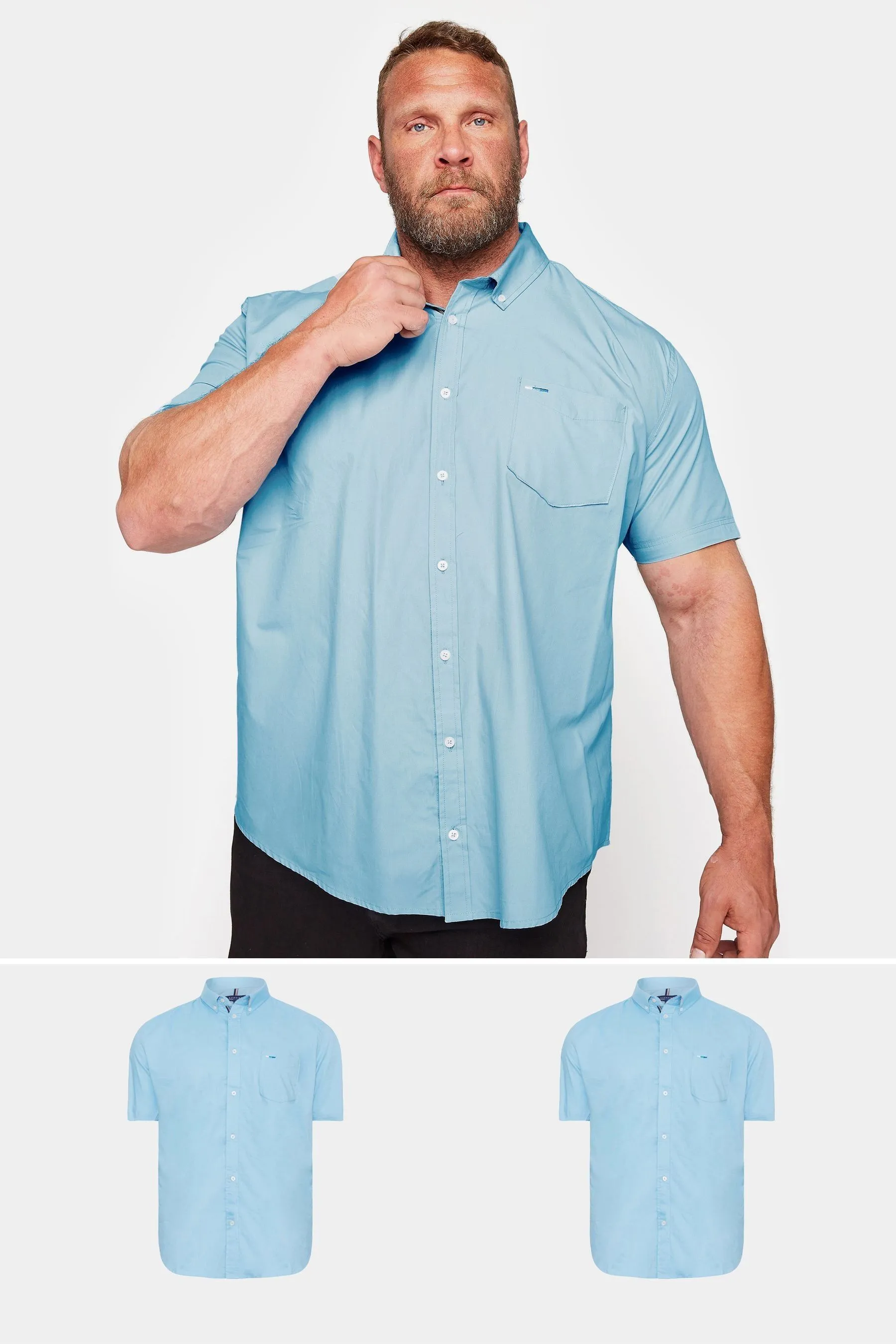 BadRhino Big & Tall Maniche corte  Oxford Camicie 2 Confezione    